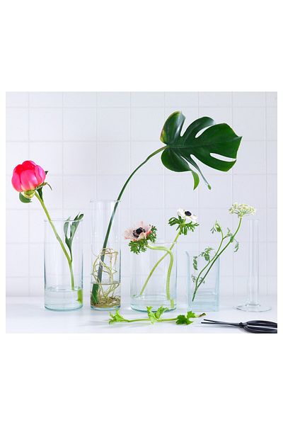 IKEA CYLINDER Vase, set of 3, clear glass