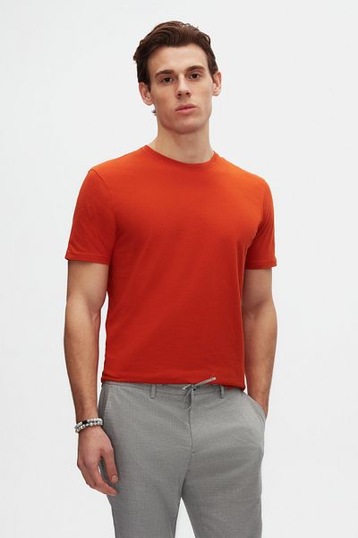 D'S Damat Ds Damat Slim Fit Tile Crew Neck 100% βαμβακερό αναπνεύσιμο μπλουζάκι