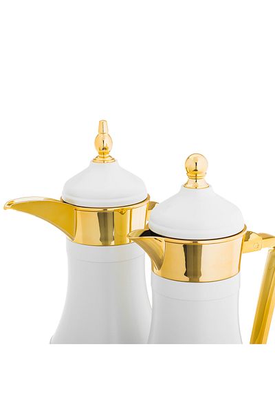 Alaska Thermos Set For Tea and Coffee 2 Piece 1L White With Gold