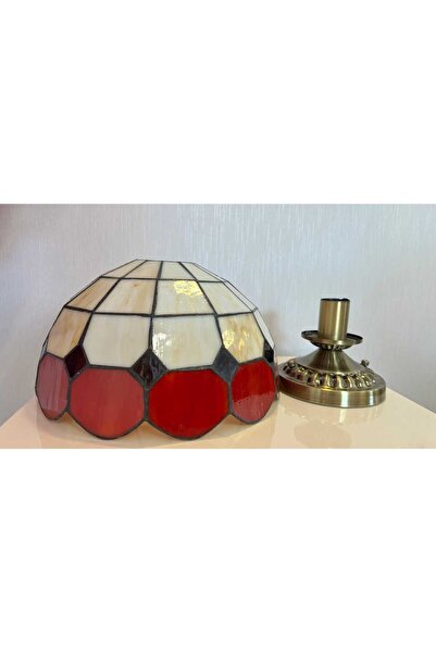 yüceeller Tavan vitray eskitme avize 30cm (12") kırmızı