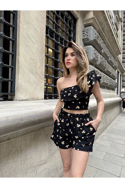 Hepta Collection Printed Ruffle Shorts Set