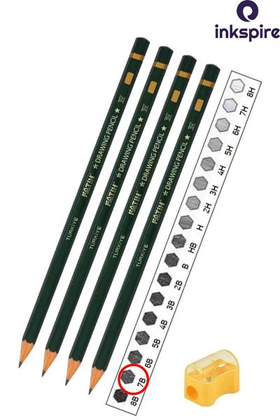 inkspire 7B Art Pencil Graduated Pencil 4 Pcs Fatih Technical Drawing Numbered Black Pencil Lead Sketching Pencil Set