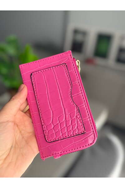 ilknurbutik Fuşya Kroko Desenli Kartlık Cüzdan