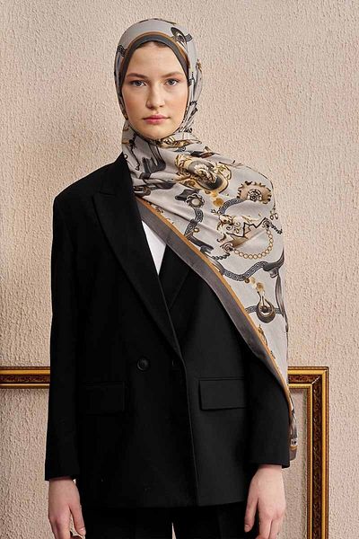 ED Scarf Γκρι βαμβακερό μεταξωτό σάλι Baraque