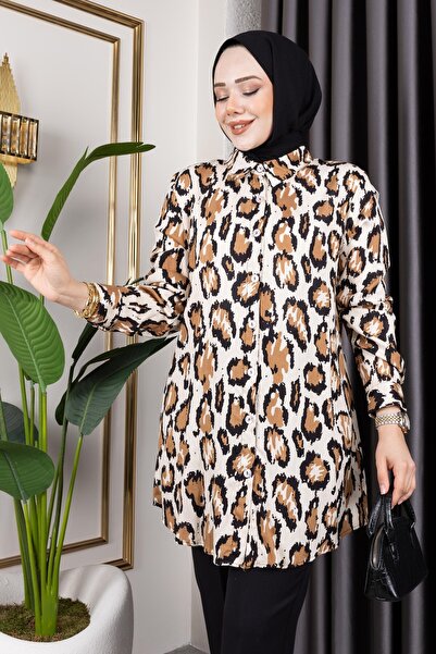 Sfg Life Moda Стилни шарки от тъкана вискозна риза-туника с детайли за копчета, подходящи за дамско облекло с хиджаб и спортно облекло