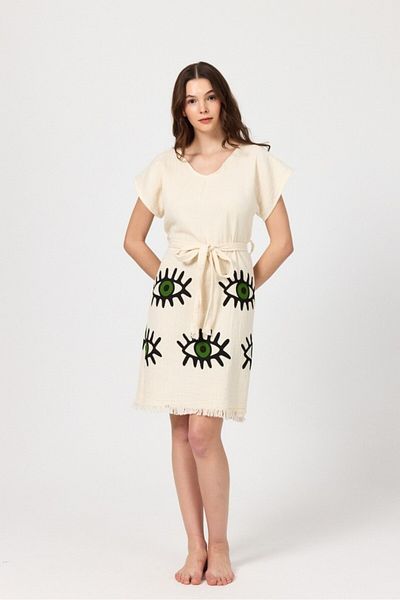 Mulberry Γυναικείο φόρεμα παραλίας Muslin Αμάνικο 100% βαμβάκι
