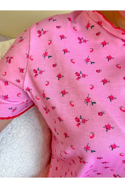 bella bonita SET DE PIJAMALE DETALIARE CU FLORI DE CAPSUNI COTITATE