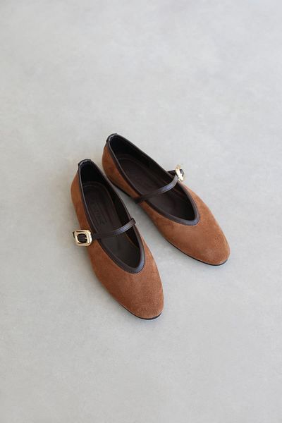 STRASWANS Stony Women's Buckle Detail Suede Ballerina Ballerina