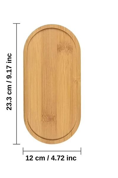 AHC LİFE 4 Pieces Bamboo Oval Presentation and Serving Tray - Wooden Tray - Oil Pot Mat