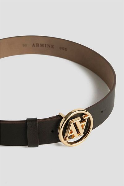Armine 25Yd005 Bitter Brown Tone Logo Leather Belt