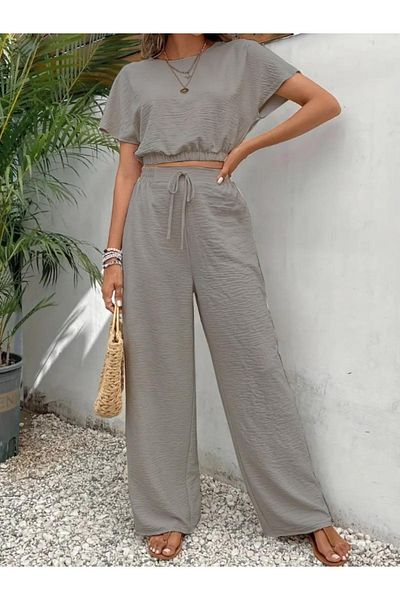 RASCHA Γυναικείο Smoke Grey Twist Crop Παντελόνι
