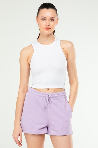 speedlife White Slim Fit Basic Camisole Crew Neck Short Sleeve Crop Women's Bodysuit Sf0762