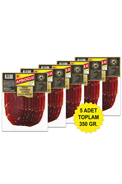 Apikoğlu Çemeni Sıyrılmış Dilimli Dana Pastırma 70 Gr. Beşli Paket (TOPLAM 350 GR.)