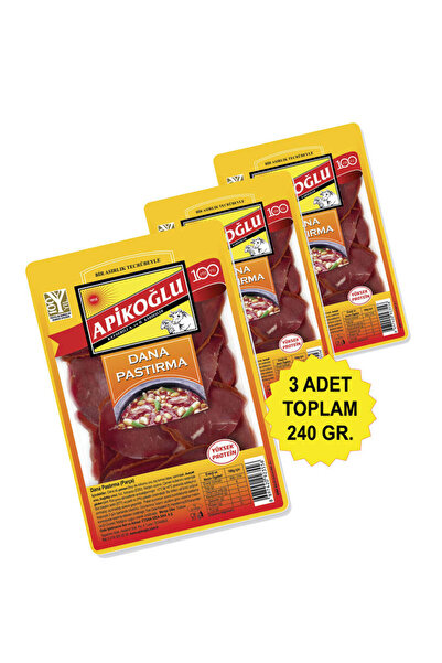 Apikoğlu Dana Parça Pastırma 80 Gr. Üçlü Paket (TOPLAM 240 GR.)