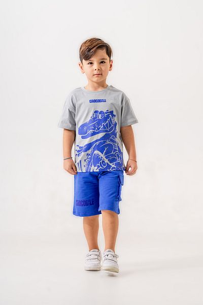 FYONCH Printed Boy's Pocket Shorts Set