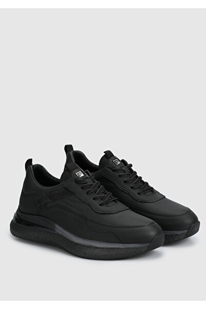 Provoq Siyah Deri Erkek Sneaker