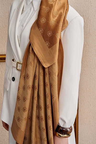 ED Scarf Σάλι με μοτίβο λογότυπου δύο όψεων μάρκας Camel