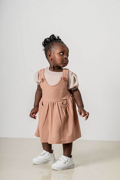 bombe Baby Kids Brown Cotton Comfortable Dress Trend Fashion Girls Dress Bottom Top Set