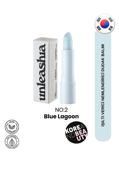 UNLEASHIA Blue Lagoon Vegan Lip Balm # 2 - Glossy Lip and Cleanser
