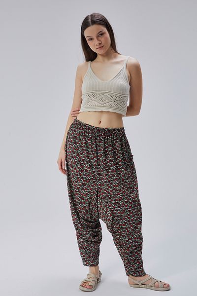 MD Pepa Women's Jersey Baggy Local Patterned Elastic Waist Spacious Comfortable Daily Use Oversize - Netted