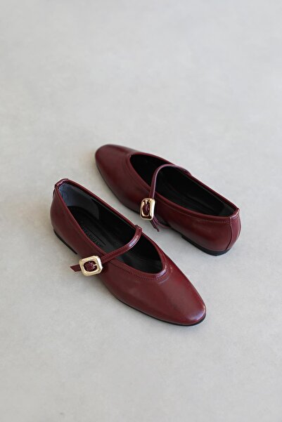 STRASWANS Stony Women's Crinkled Leather Babet Light Burgundy