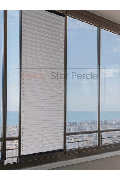 TREND STOR PERDE Koyu Gri Plise Katlanır Cam Balkon Perdesi - Ofis Perdesi - ...