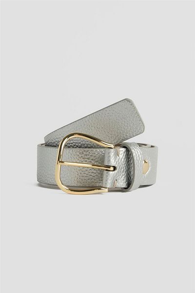 Armine Shiny Leather Belt 25Yd014 Silver