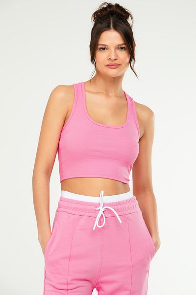 speedlife Top crop pentru femei, fără mâneci, cu bretele, slim fit, de bază, SC1242