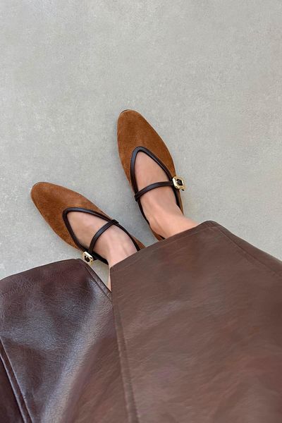 STRASWANS Stony Women's Buckle Detail Suede Ballerina Ballerina