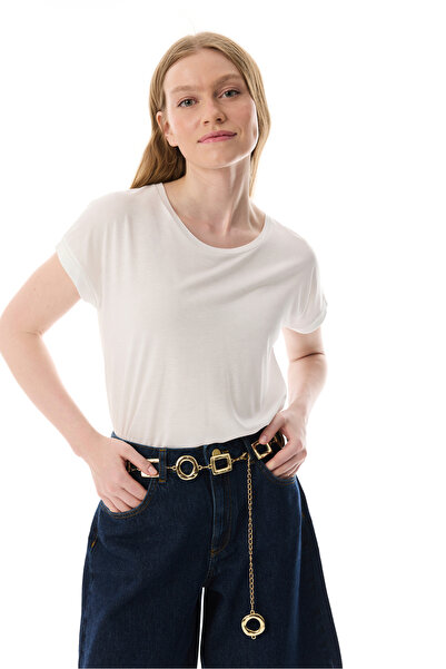 Mudo تي شيرت بأكمام قصيرة فضي اللون بأكمام منخفضة