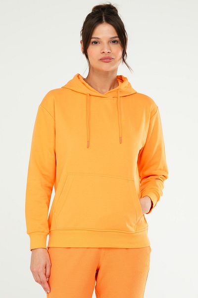 speedlife Başıeraya sweatshirt portocaliu supradimensionat cu buzunar cangur din bumbac SC1242