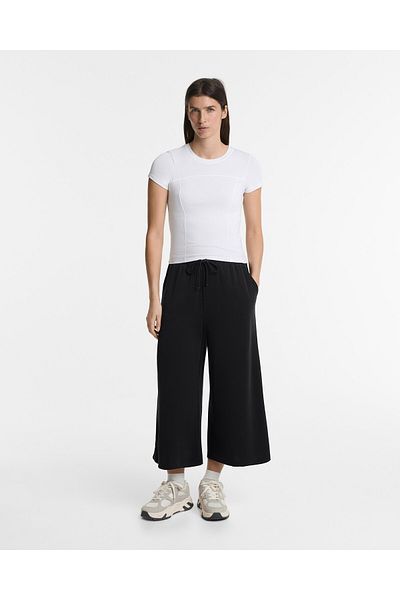 Oysho Soft-touch wide-leg crop trousers with modal