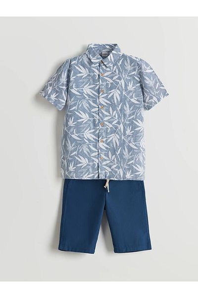 LC Waikiki Lcw Kids Blue Short Sleeve Boys' Shirt and Shorts