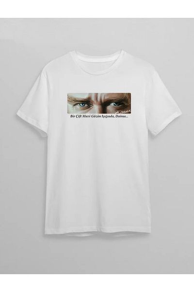 Viyamo 10 Νοεμβρίου Unisex μπλουζάκι με στάμπα Ataturk - Λευκό
