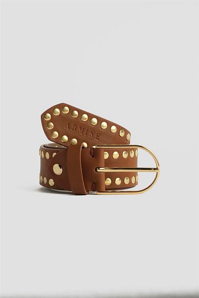 Armine Trok Detailed Leather Belt 25Yd007 Tan
