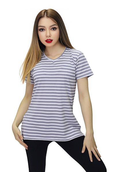 Bala Giyim Women's Striped Short Sleeve Tunic