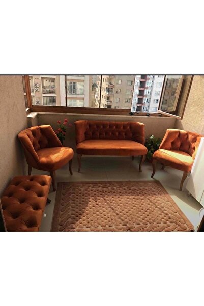 ElizzanMobilya Çay Seti Koltuk Baby Face Kumaş 2+1+1 Puf Hediyeli