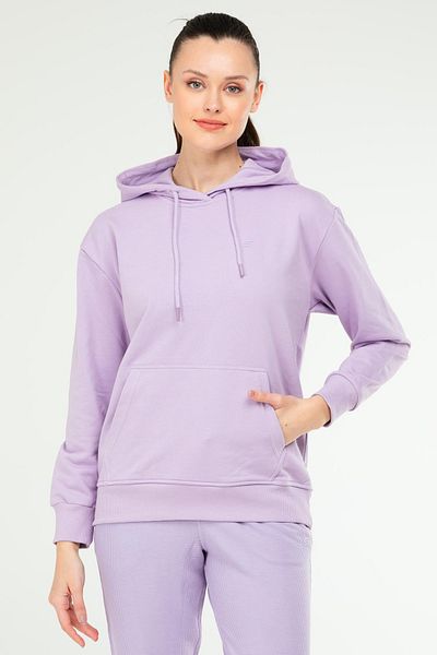 speedlife Lilac Oversize Basic Cotton Hooded Kangaroo Pocket Women's Sweatshirt Sc1242