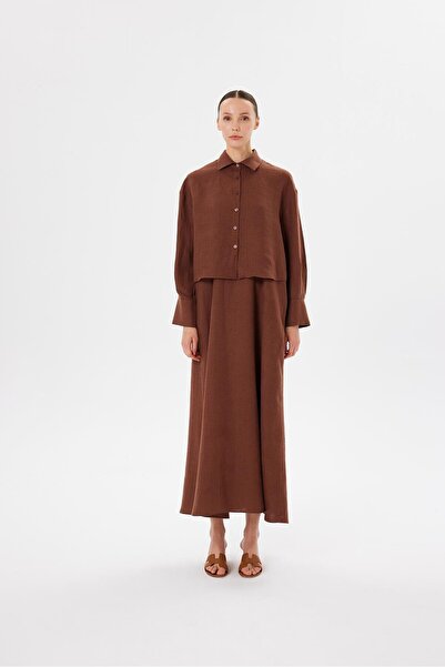 TERZİ DÜKKANI Krátká košile - PŘÍRODNÍ 100% len hnědá