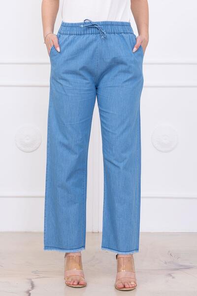 SENSTIL Pantaloni cu talie elastică albastru deschis SS2726