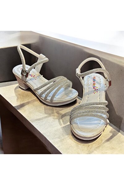 Lion Girl's Small Heel Stone Evening Sandals