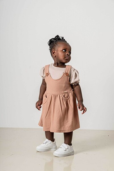 bombe Baby Kids Brown Cotton Comfortable Dress Trend Fashion Girls Dress Bottom Top Set