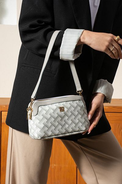 Les Crioch Geantă de mână pentru umăr și crossbody cu 4 compartimente, albă, pentru femei