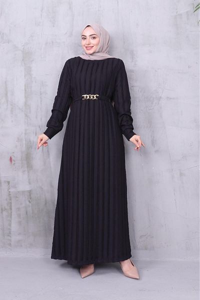 MODAEFA Ribbed Crew Neck Hijab Dress