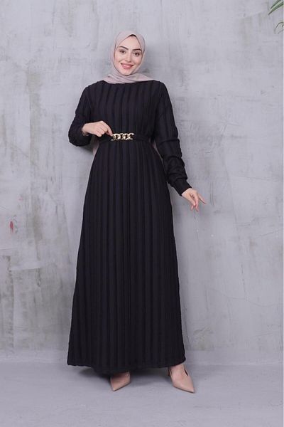MODAEFA Ribbed Crew Neck Hijab Dress