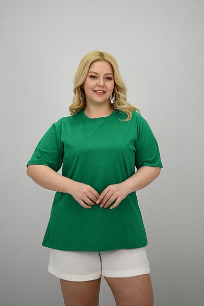 Koza Butik Women's Large Size Short Sleeve Crew Neck Oversize T-Shirt 1963-25