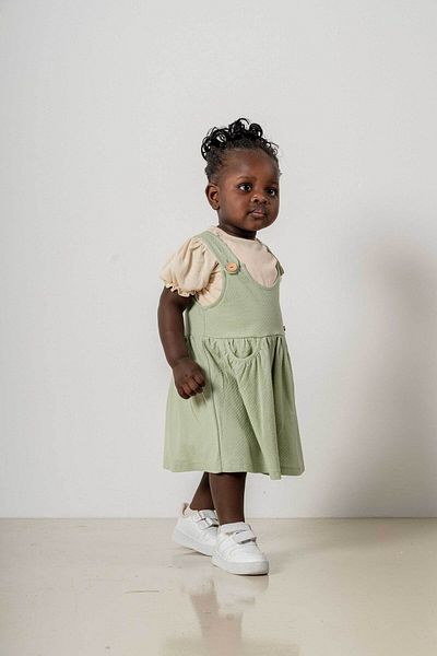 bombe Baby Kids Green Cotton Comfortable Dress Trend Fashion Girls' Dress Trend Bottom Top Set