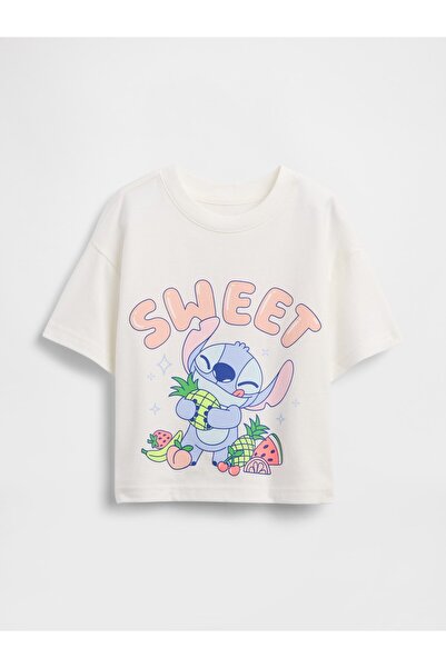 GAP Kız Bebek Kırık Beyaz Relaxed Grafikli T-Shirt