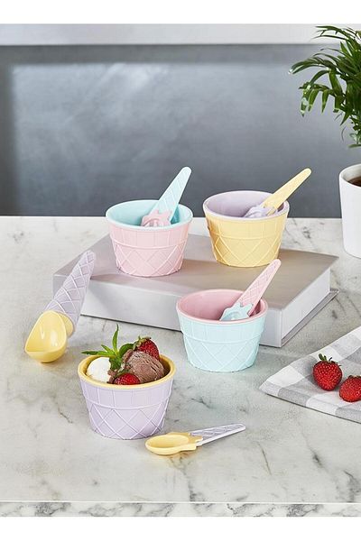 HOMENIVA Carnival 9 Piece Ice Cream Set - Ice Cream Bowl Spoon Set