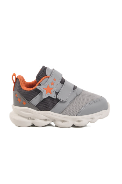 AYAKMOD Gri Cırtlı Işıklı Hafif Unisex Çocuk Spor Ayakkabı Cayt B